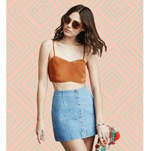 REFORMATION Marigold Recycled Fabric Sleeveless V-Neck Camisole Crop Tank Top XS